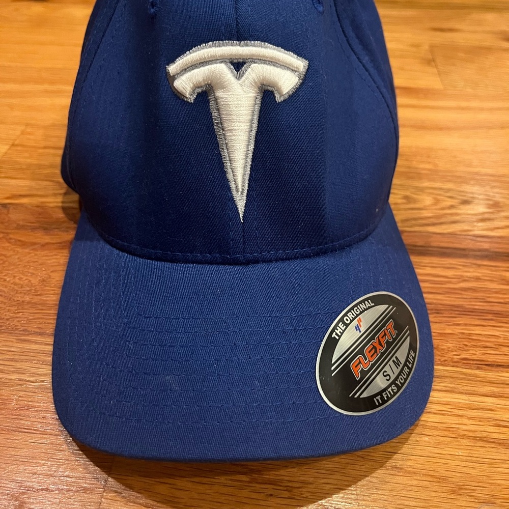 Tesla FlexFit Royal Blue Hat - Size S/M NWT